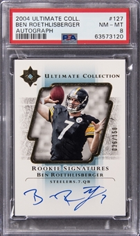 2004 Upper Deck Ultimate Collection "Rookie Signatures" #127 Ben Roethlisberger Signed Rookie Card (#036/150) - PSA NM-MT 8